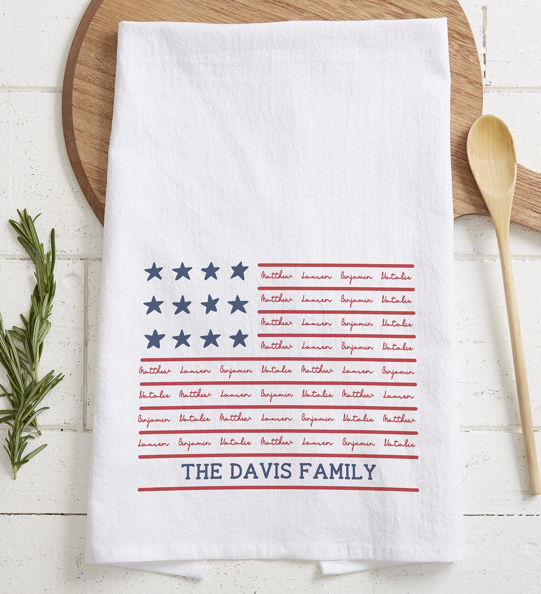 Family Name Flag Personalized Flour Sack Towel